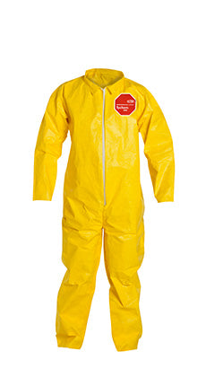 DuPont™ Tychem® 2000 Yellow Polyethylene Coverall, Collar, Open Wrists and Ankles. Yellow (QC120SYL)