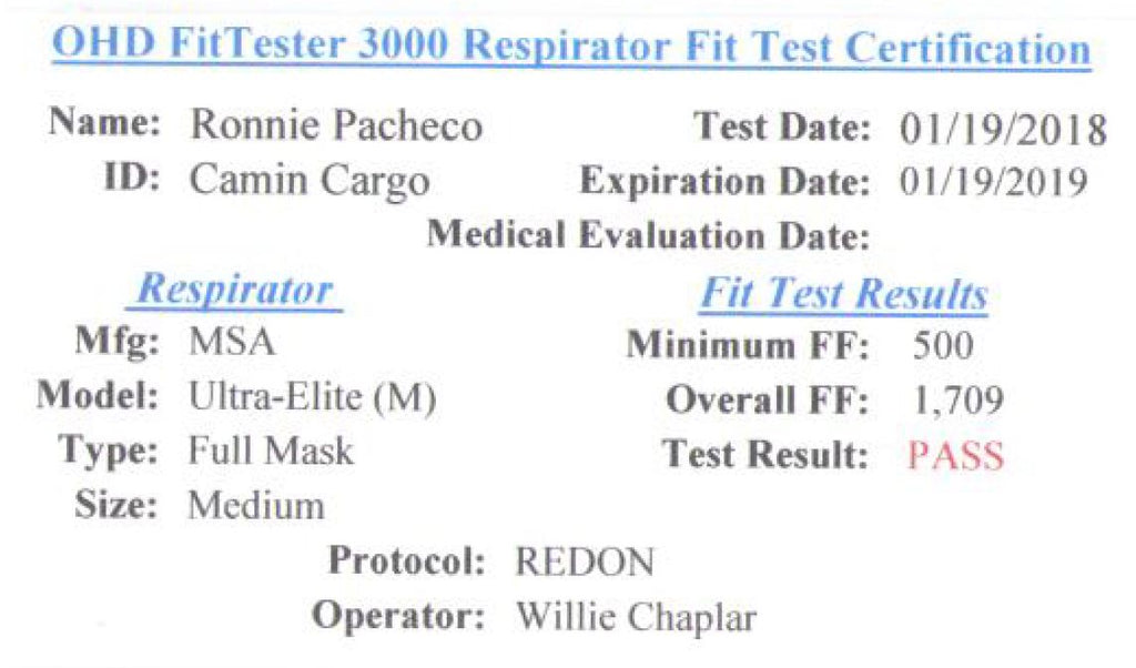Self Contained Breathing Apparatus (SCBA) Fit Testing Service Petro