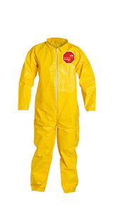 DuPont™ Tychem® 2000 Yellow Polyethylene Coverall, Collar, Open Wrists and Ankles. Yellow (QC120SYL)