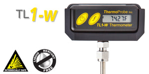 TL1-W Precision Intrinsically Safe Portable Stem Thermometer, 0-300F Range, Rugged Design, 8" Probe